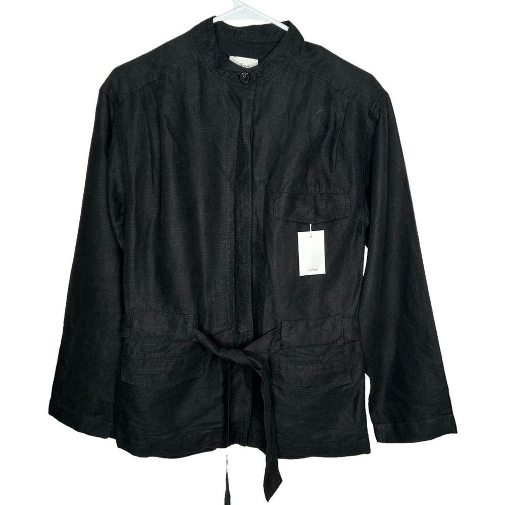 New Wilfred With Linen Women’s Button Front Jacket Size Small Black Tie BNWOT
